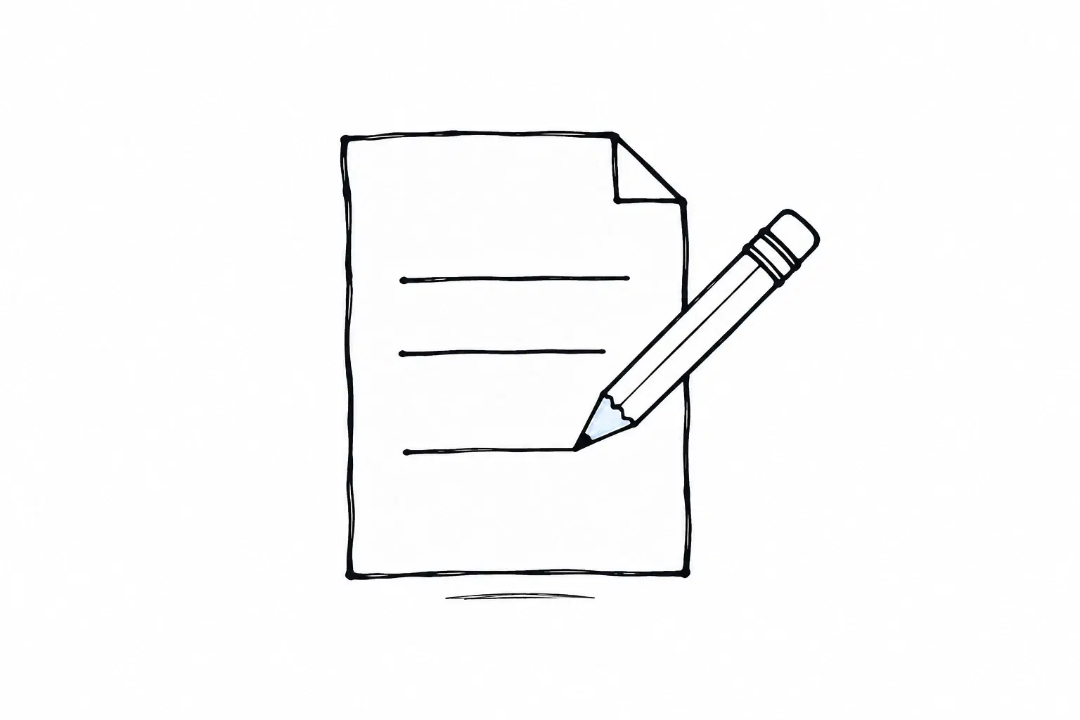 Getekend icoon van een formulier met een potlood dat ondertekent