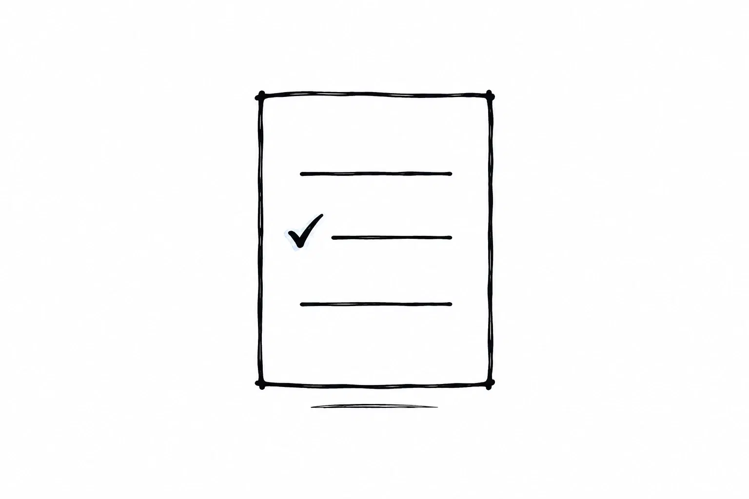 Getekend icoon van een kaart met drie regels waarvan er één is aangevinkt