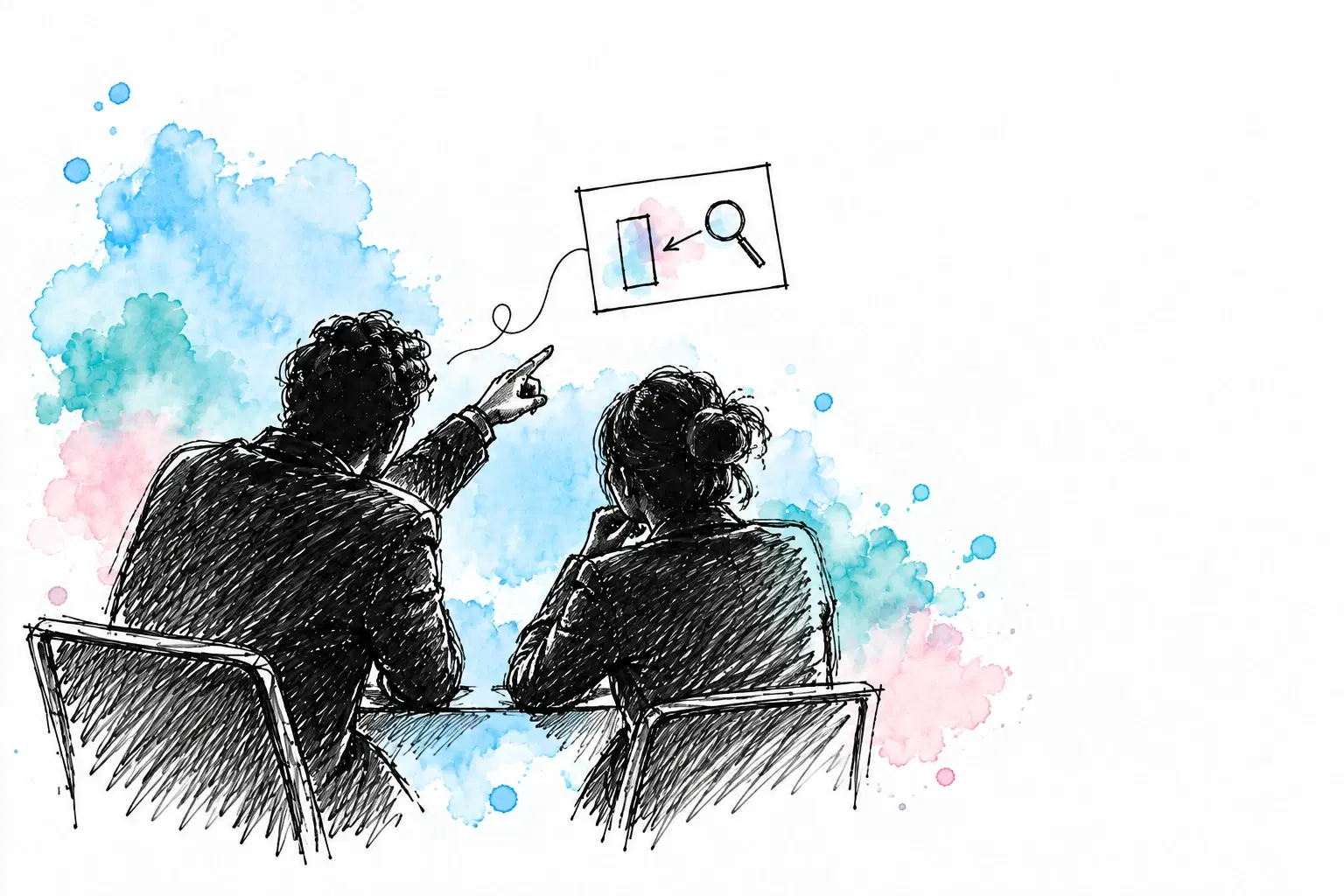 Illustratie van een contractmanager die een gericht gesprek voert met een aanbieder